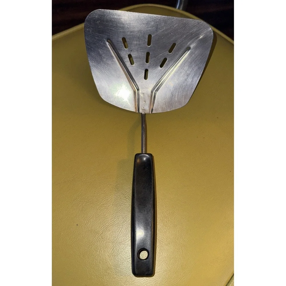 Vintage Stainless Slotted Foley Spatula Large Wide Turner Pancake Flipper Angled